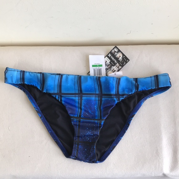 Hurley Other - NWT Hurley sz L bikini bottom retro pant swim  cool trippy blue design swim wear